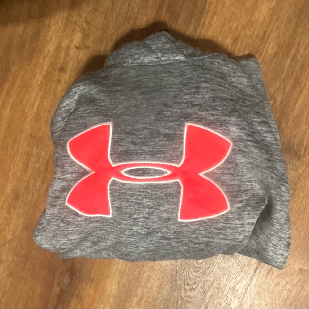 Under Armour Women’s Gray Hoodie with Coral Logo - Picture 3 of 3